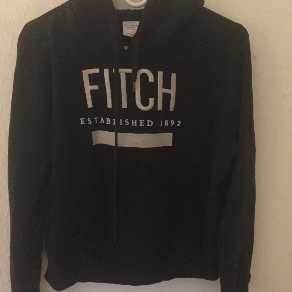 An Abercrombie&Fitch hoodie with drawstrings.